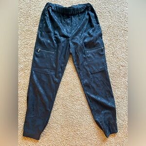 Satin Black Cargo Joggers Pants